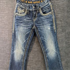 Rock Revival Peyton Slim boot cut men’s jeans size 27 Dark Denim. Like New!